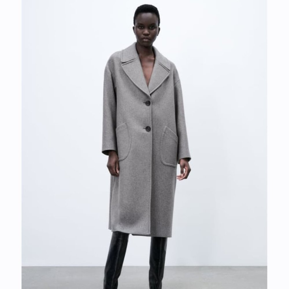 NWT Zara Gray Wool blend Oversized Coat